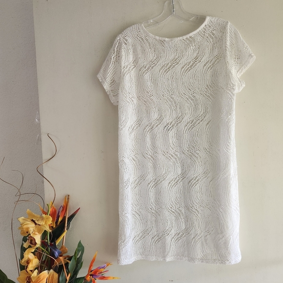 Alexa & Stella White Crocheted Size 1X Beach Cover-up Top - Picture 2 of 11